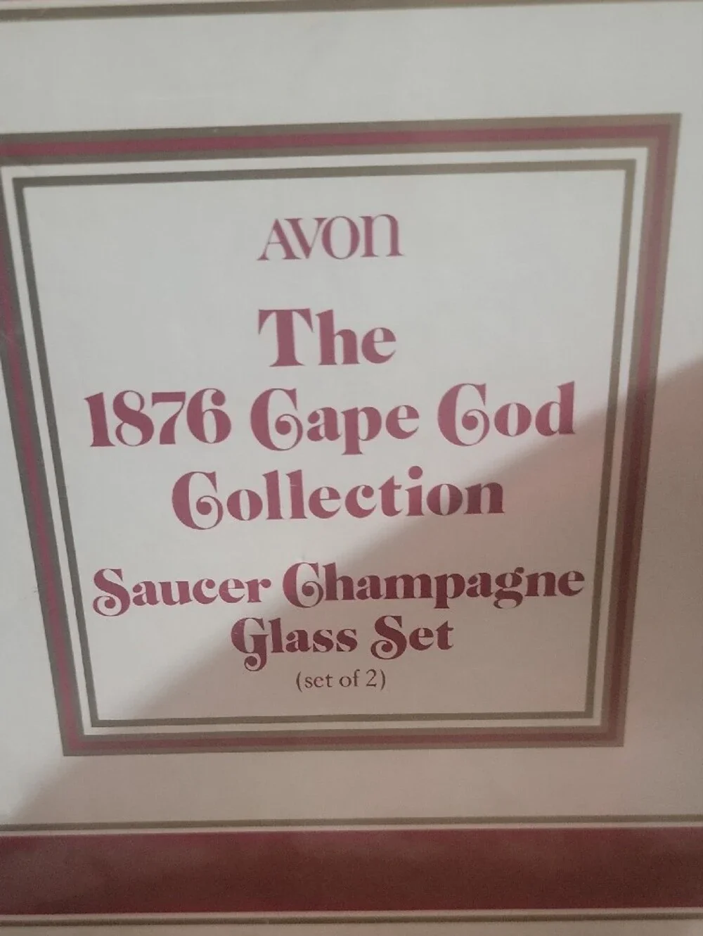 Avon Cape Cod Collection Saucer Champagne Glasses - Deep Ruby With Box